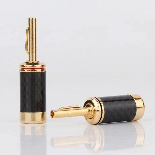 8x Carbon Fiber Banana Plug Brass Gold Plated Connector for HiFi Audio Cable New - Picture 10 of 10