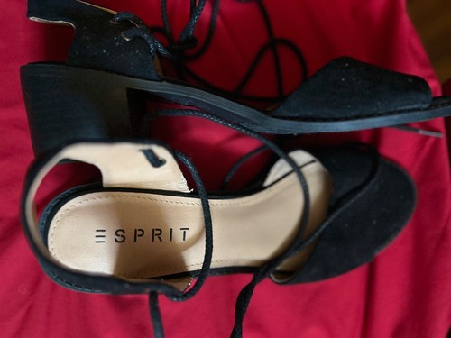Esprit London E Lace Up Sandals Shoes Black Size 9 - Picture 6 of 7