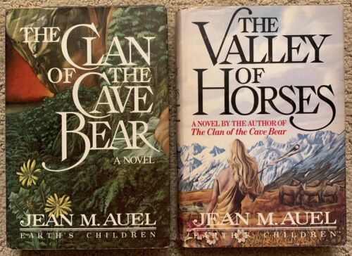 Jean M. Auel Clan of the Cave Bear & Valley of Horses 1980, 1982 Book Club HCDJ