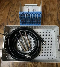 Hall Zimmer Osteon Drill Set 2 Straight & 1 Angled w/Hose & Burrs. Sold As Is