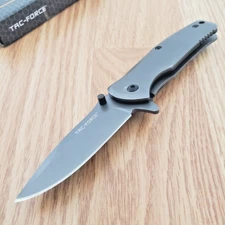 Tac Force Assisted Folding Knife 2.75" 440C Steel Blade Gray Stainless Handle