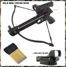 MINI 50 LB ARCHERY HUNTING Gun PISTOL CROSSBOW W/ 15 BOLTS ARROWS XBOW w SCOPE