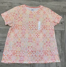 Croft & Barrow Plus Size Coral Summer Tee The Classic Tee Crew Neck T-Shirt Top