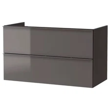 New IKEA GODMORGON Bathroom vanity with 2 drawers, High gloss gray 003.440.93