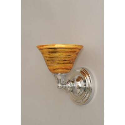 Toltec Lighting Wall Sconce, Chrome Finish, 7' Firre Saturn Glass - 40-CH-454