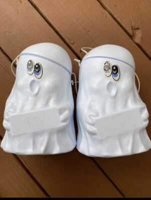 Set of 2 Vintage 1989 Mars Snickers Ghost Halloween Candy Pail Buckets