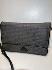 Vintage liz claiborne clutch triangle print genuine leather trim With strap
