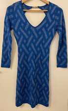 Guess Jeans Electric Blue Bodycon Long Sleeve Dress, Size XS