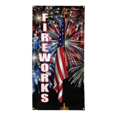 Vertical Vinyl Banner Multiple Sizes Fireworks Flag Retail Outdoor