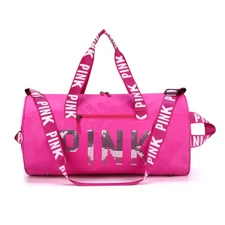 Custom nonbrand  logo Pink Duffle bag Waterproof Polyester Gym Bag For women