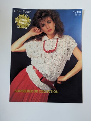 Vintage Sirdar Leinen Touch Strickmuster C7119 (Tkp)