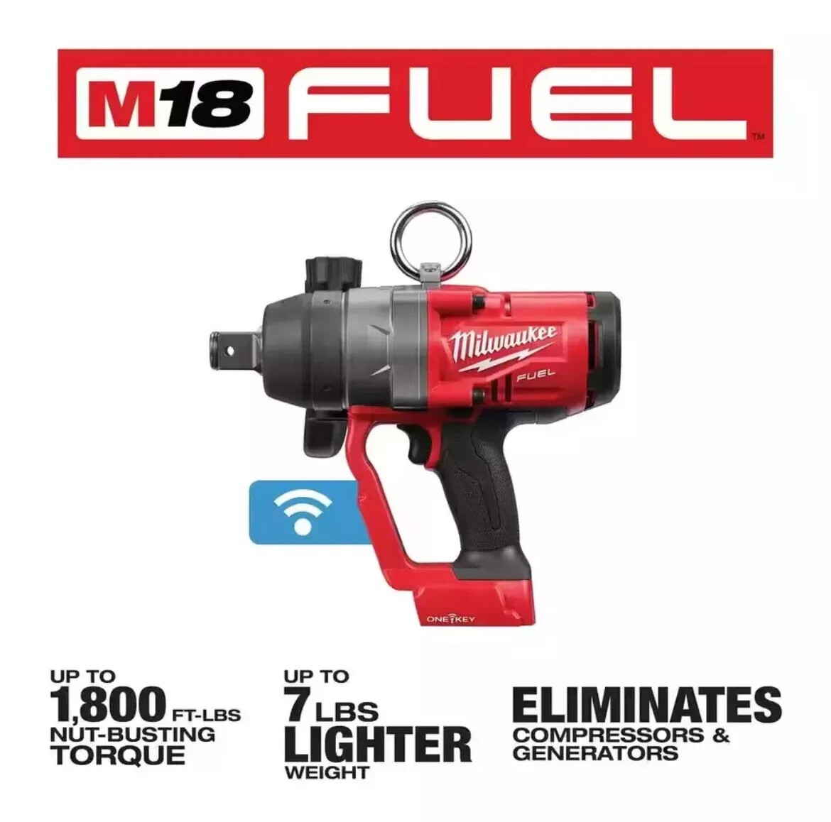 Milwaukee 2867-20 M18 FUEL 18V 1 Inch High Torque Impact Wrench Bare ...