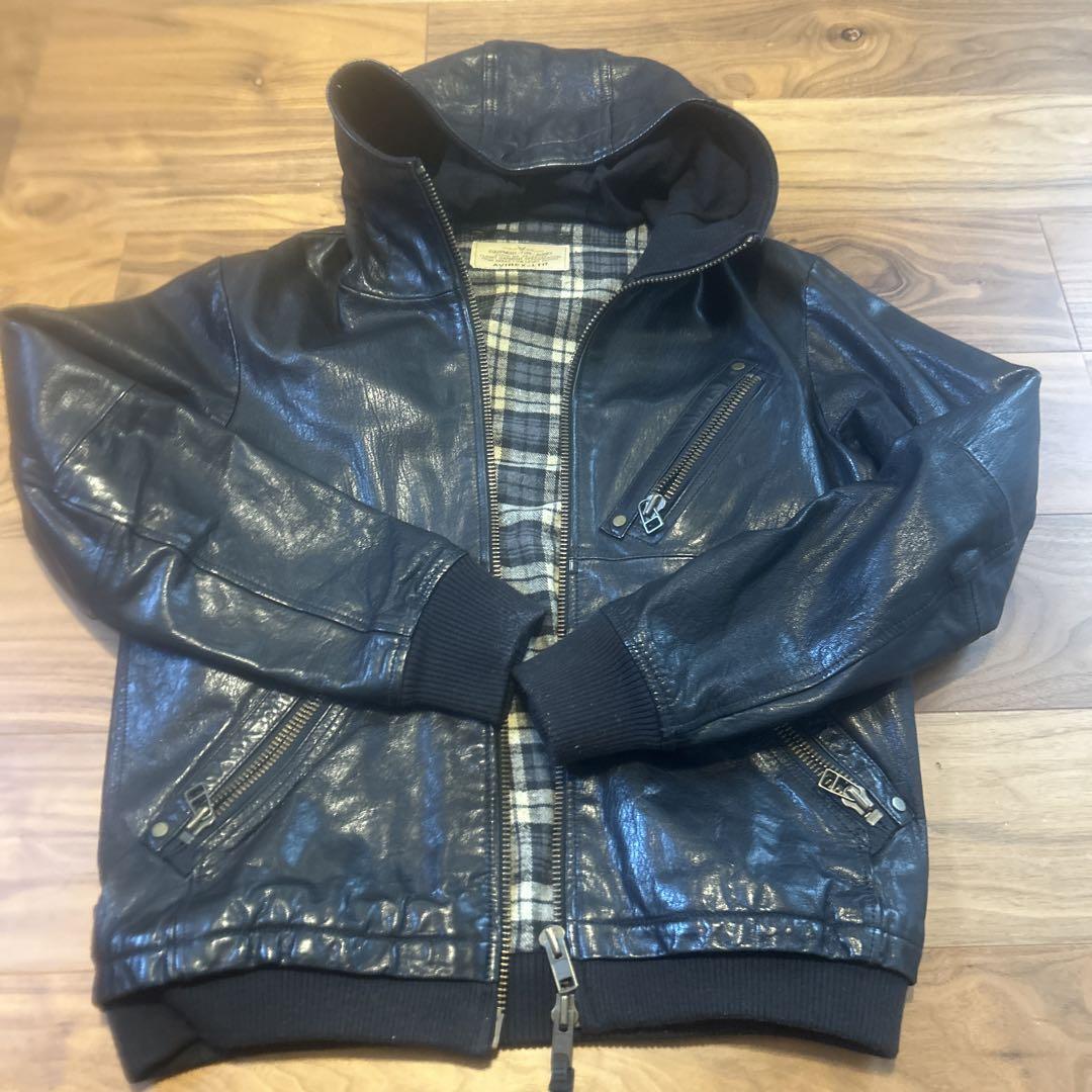 AVIREX Goat Skin Leather Parka Foodie Black from Japan | eBay