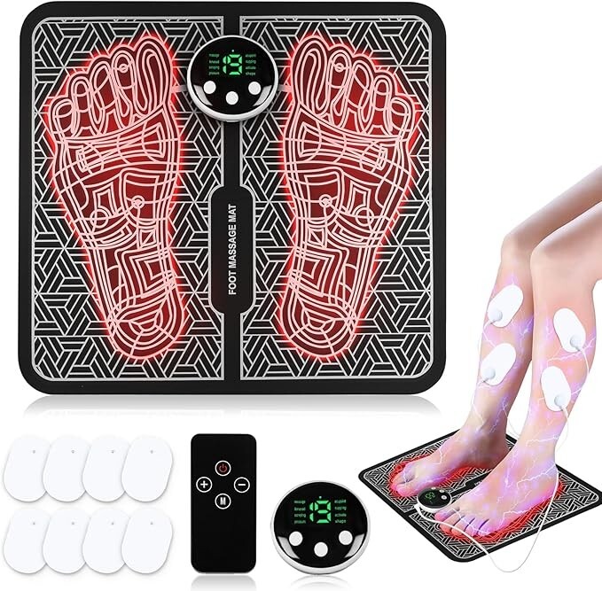 NEWIDAY Foot Massager Mat 8 Modes 19 Levels Foldable Remote
