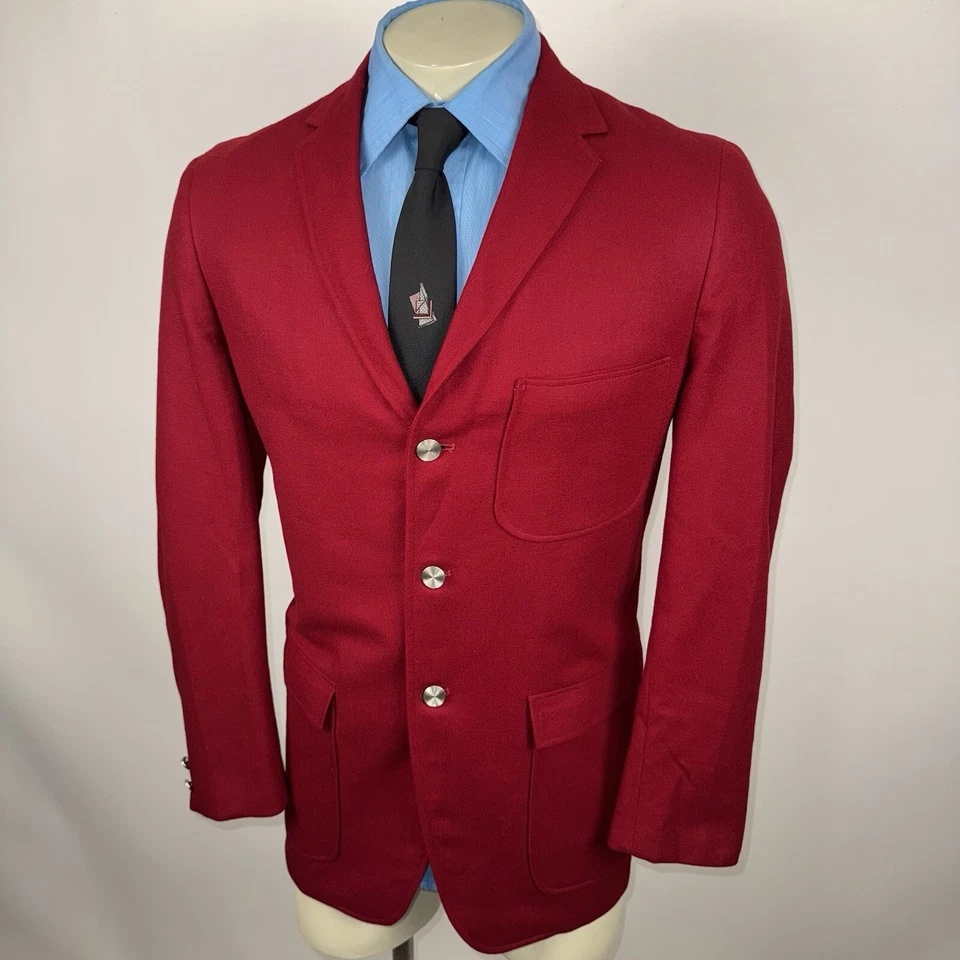 Vintage Ray Sewell Jacket Mens Suit Blazer Sport Coat 1950s 1960s Red Wool 42 - Image 4 of 4
