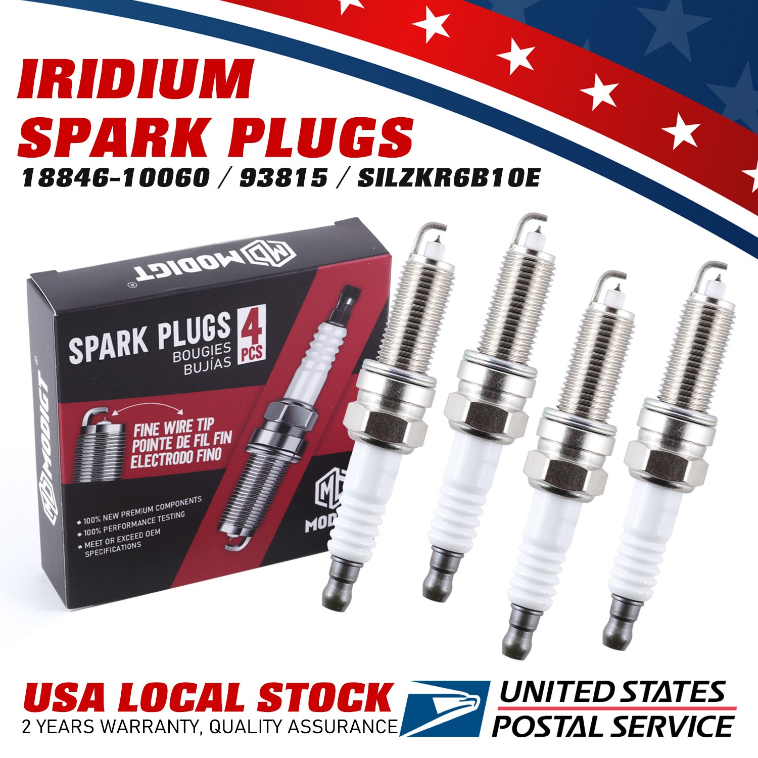 4PCS Iridium 18846-10060 SILZKR6B10E Spark Plug For Hyundai ACCENT KIA SOUL OEM