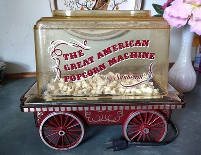 Working Vintage 1976 Sunbeam Great American Popcorn Machine Wagon Corn Popper 
