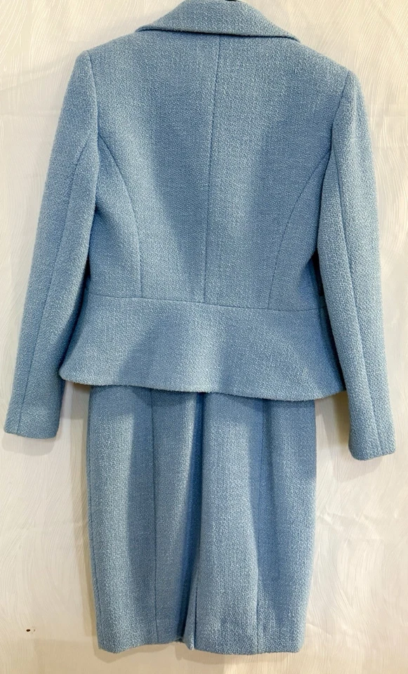 Conjunto de Vestido y Chaqueta Etcetera Azul Boucle Talla 6/8 Nuevo con Etiquetas Traje Deadstock Años 2000 De Colección 2P Foto 2 de 4