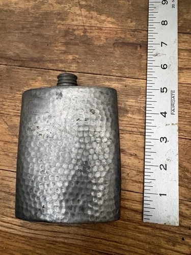 Pewter Flask Vintage can Antique tin Bottle Beer Whiskey Gin sign display keg