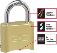 Brass Combination Padlock for Indoor and Outdoor use with Resettable Combinat...