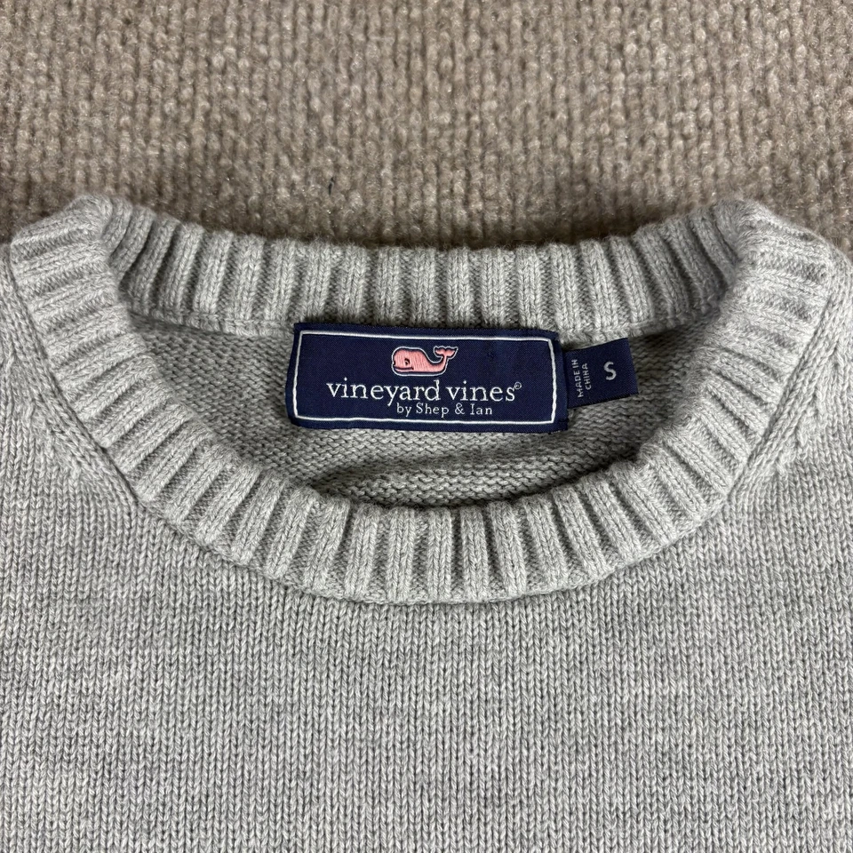 Vineyard Vines Sweater Mens Small Gray Crewneck Whale Logo Pullover 1E0218 - Image 4 of 4
