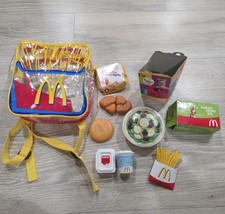 Vintage 2006 McDonald's Play Food Toy Set With Clear Backpack Salad Fries Nugget
