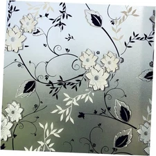 Window Privacy Film for Glass, Floral Removable Static 17.5" x 78.7" A-floral