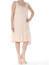 DKNY Womens Pink Asymmetrical Sleeveless Knee Length Shift Dress XS
