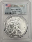 2019 American Silver Eagle 1oz Silver PCGS MS70 First Strike