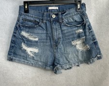 SO Distressed High Rise Curvy Mom Shorts Sz 5 W 27 In 2