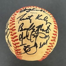 1991 Harrisburg Senators Autographed Baseball-Cianfrocco/Hernandez/Young/Natal/