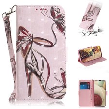 For Various Phone Painted High Heels Flip Magnetic Wallet Case Stand Strap Cover