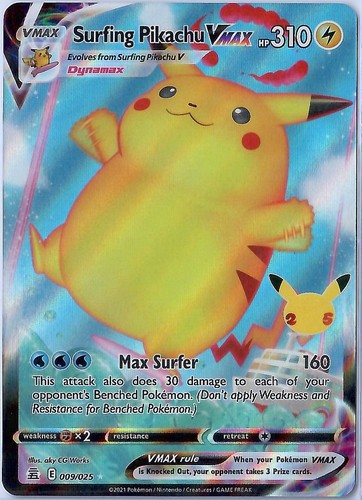 Surfing Pikachu VMAX #9 Holo 2021 Pokemon TCG Celebrations CEL25