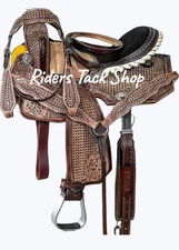 WESTERN SADDLE TOOLED LEATHER with TACK SET  FREE SHIPPING (DDP for US BUYERS )