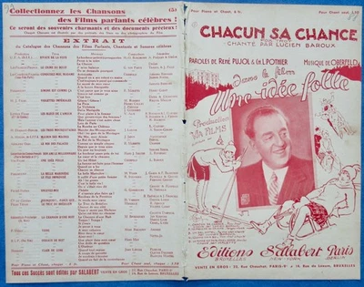 FILM IDÉE FOLLE SKI LUCIEN BAROUX ACE PARTITION SA CHANCE OBERFELD PUJOL 1932 - Photo 1/2