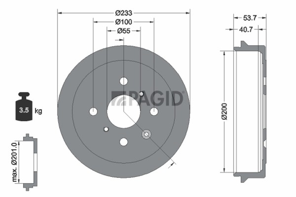 2X Pagid Bremstrommel 61265N FüR Toyota Aygo KGB10_ KGB10R KGB40 GPL Vvti KGB10-image