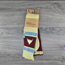 Paquete de 2 calcetines de esquí Burton fin de semana snowboard de peso medio rojo amarillo para hombre L 10,5-13,5