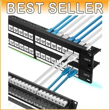 High-Speed 48 Port Cat6 Patch Panel - 10G Pass-Thru Coupler with Removable Bar