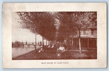 c1908 St. Clair Flats Michigan MI Vintage Postcard Muir House Waterfront Posted