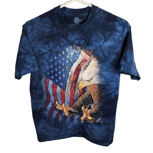 The Mountain Medium Eagle Freedom American Flag Patriotic USA Classic T-Shirt - Picture 1 of 4