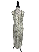 Vintage Hilo Hattie Hawaiian Maxi Dress Size 4 Green Hibiscus Made in Hawaii