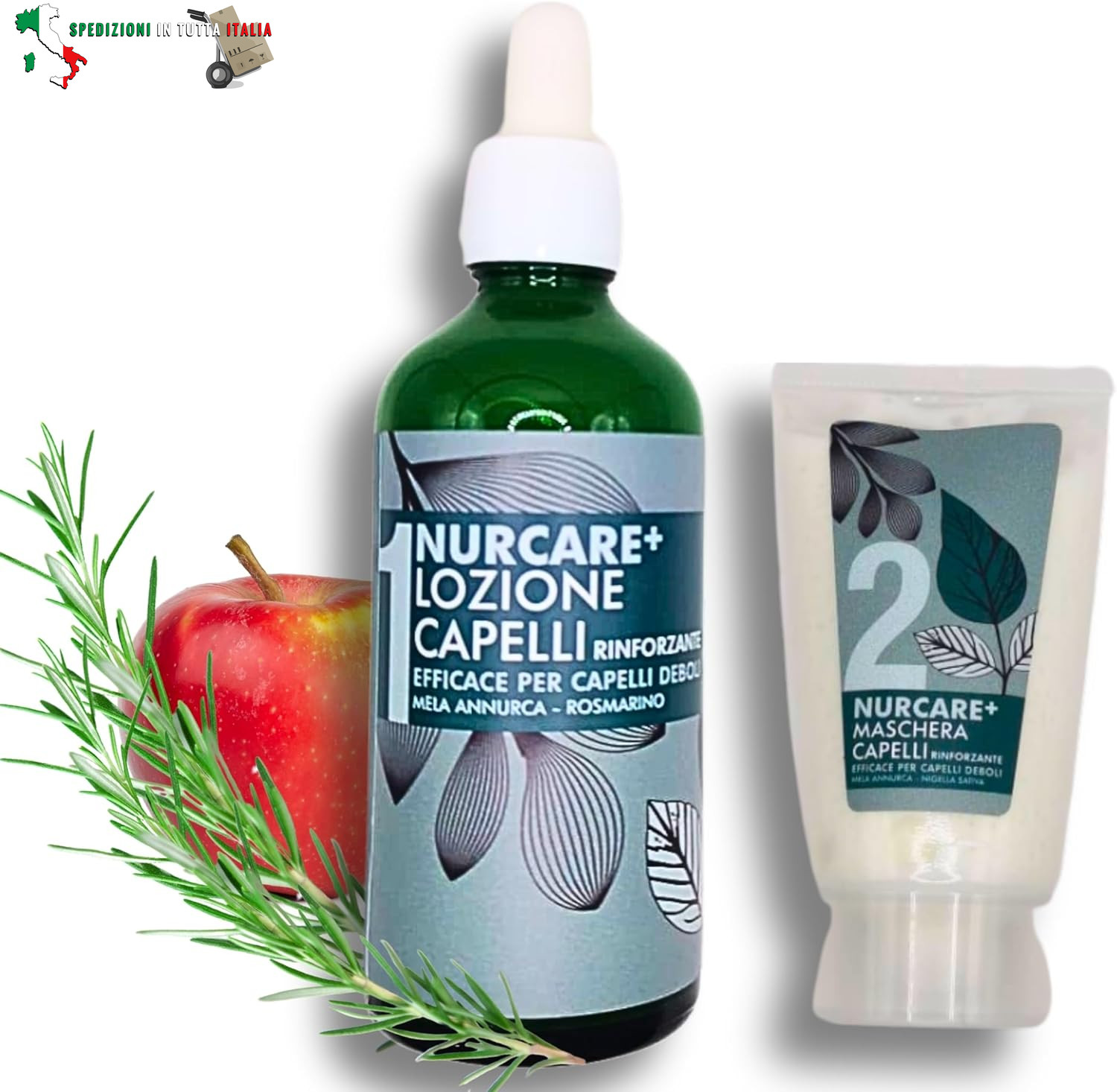 nurcare+ Lozione Anticaduta Bio alla Mela: Trattamento Fortificante 100ml