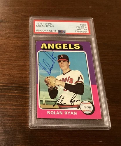 1975 Topps #500 Nolan Ryan Signed Auto PSA 4/9