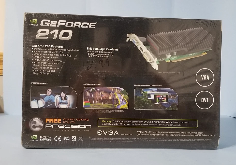 NVIDIA EVGA GeForce 210 512-P3-1213-LR 512MB DDR2 PCI-E Video Card NEW Seales - Image 2 of 4