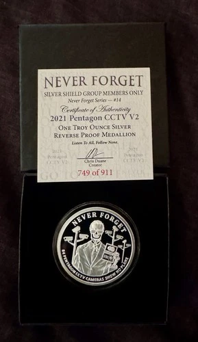 Silver Shield- 2021 Pentagon CCTV V2 1oz Rvrs Proof Never Forget #14 W/COA