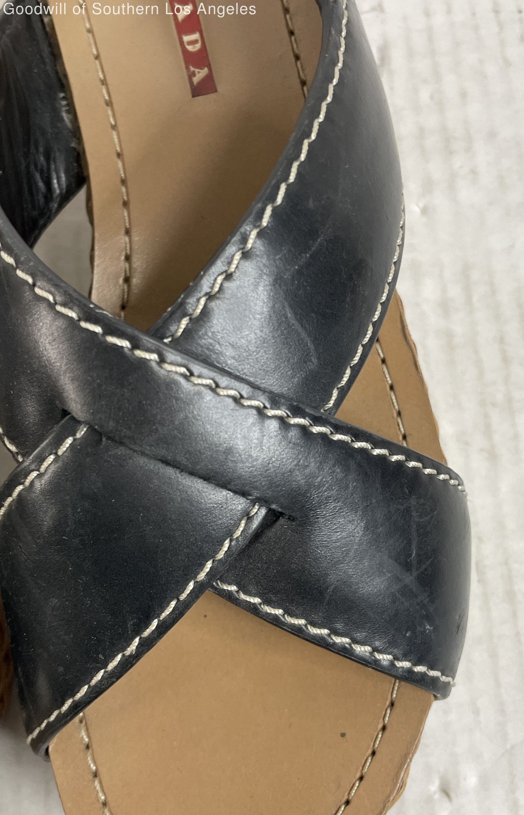 Authenticated Prada Black Leather Crisscross Slin… - image 8