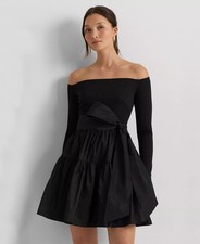 Lauren Ralph Lauren Women's Off-The-Shoulder Fit & Flare Dress Black Size 12