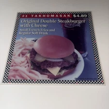 Vintage Steak N Shake Takhomasak Combo Steakburger Meal 1 Sign Drive Thru 9.5"