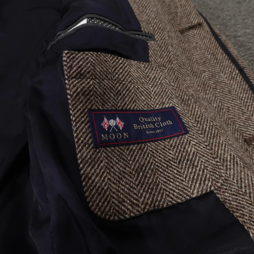 Abrigo J Crew Ludlow Para Hombres 36S Marrón Espiga Lana Abrigo Luna Tela Británica Foto 3 de 4