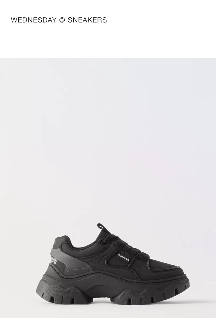 Ne✌️ NWT ZARA GIRL'S WEDNESDAY © BLACK SNEAKERS US 5 | eBay